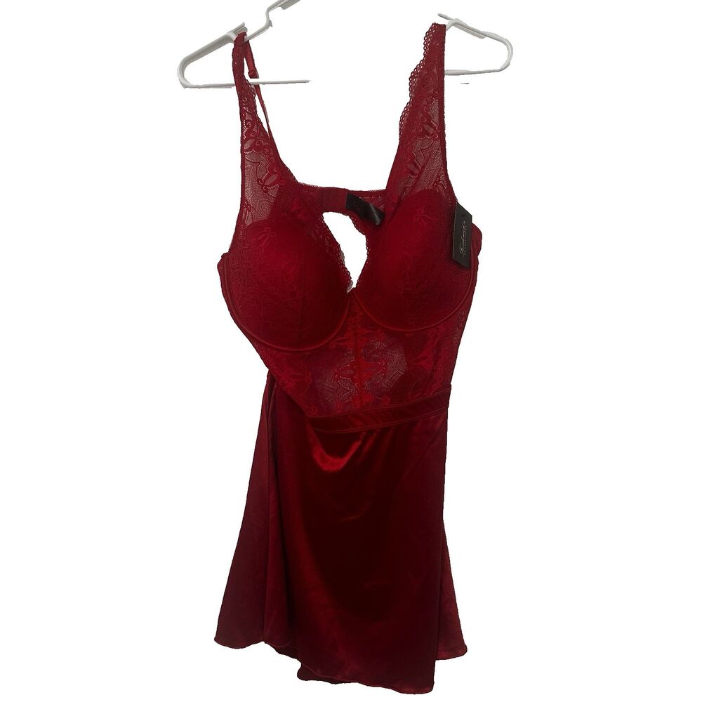 Fredericks Of Hollywood HannahBelle Lace Teddy Lingerie Bodysuit Red 1X NWT